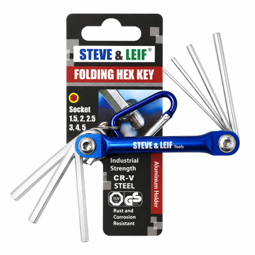 S&L 7 pcs Folding Hex Key Set (S) Blue aluminium/Blue Hook