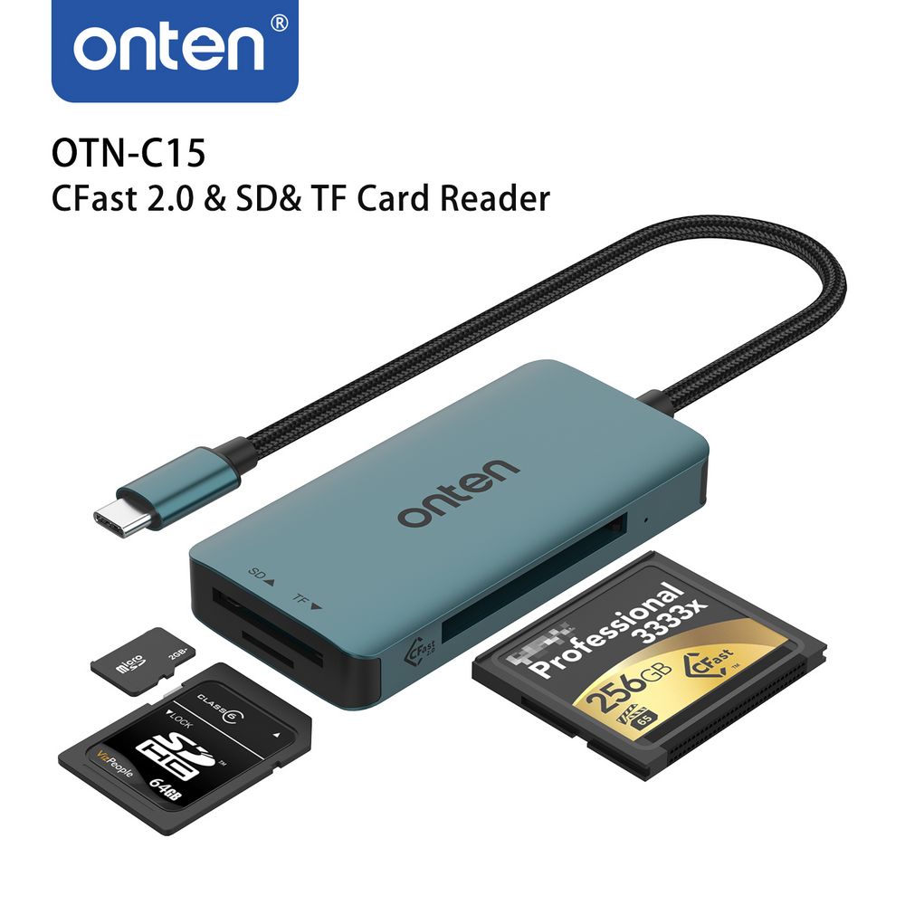 onten 3-in-1 Type C to CFast + SDXC + Micro SDXC Card Reader