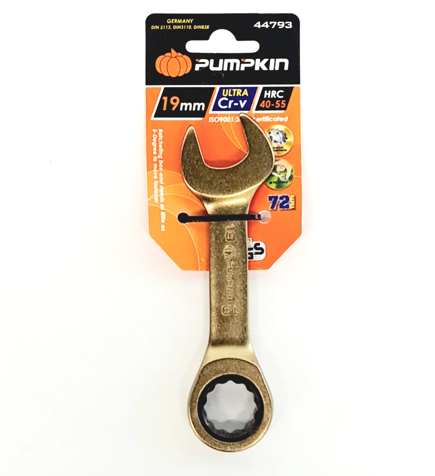 Pumpkin 44793 Ultra Cr-V 19mm Stubby Ratchet Wrench