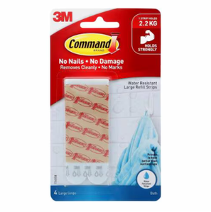 3M Command Water Resistant Strips 4 Large Strips