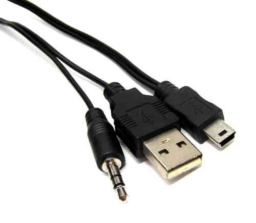 Mini USB 5Pin Male to 3.5mm Stereo + USB AM Cable