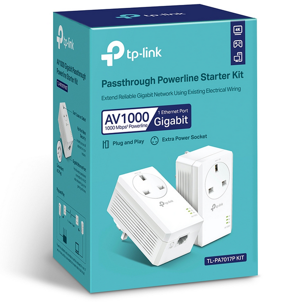 TP Link AV1000 Gigabit Passthrough Powerline Starter Kit