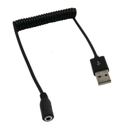 USB to DC3.5 Coiled Cable 30cm (black & white available) 