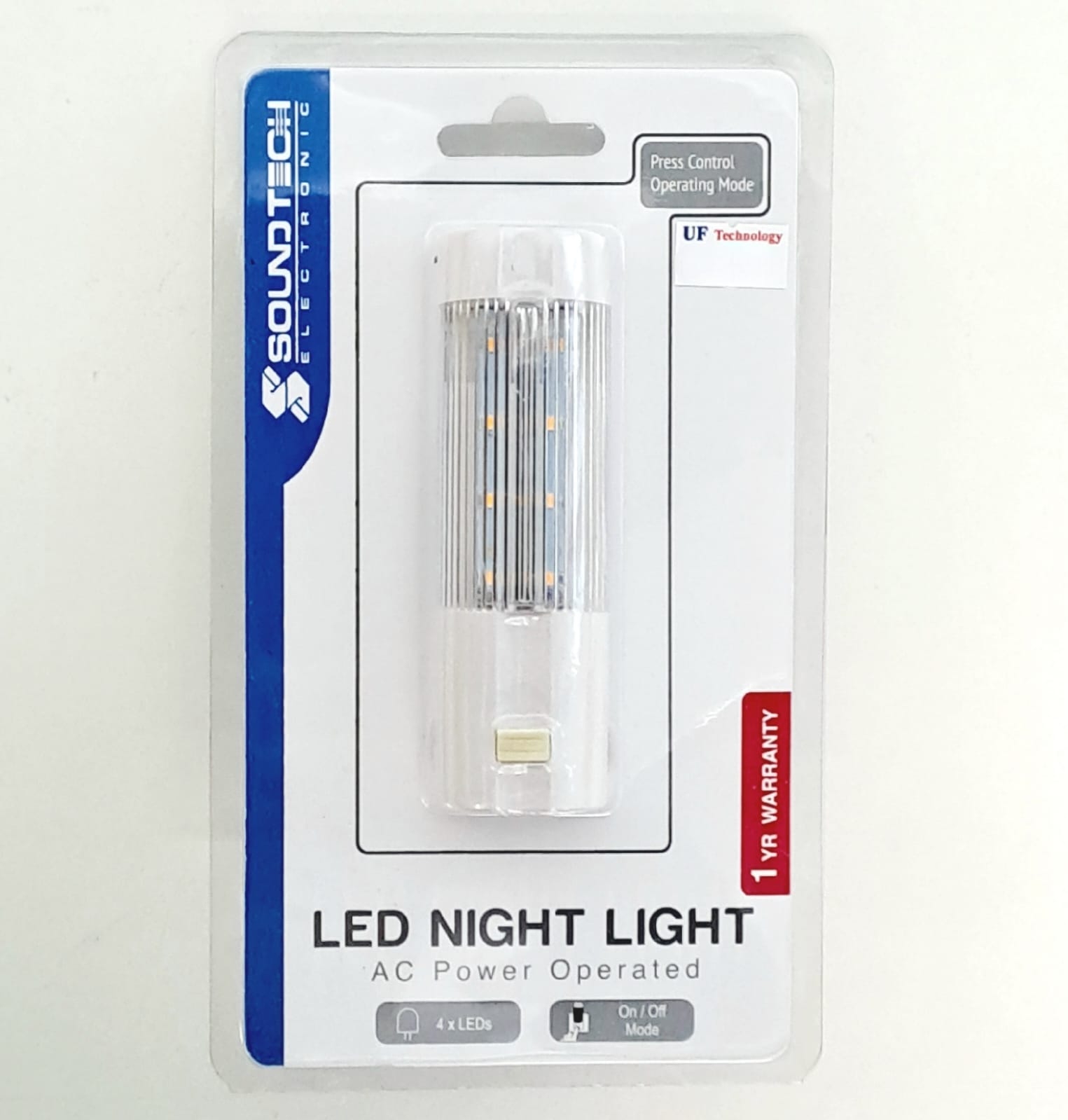 Soundtech Soothing Brightness LED Night Light (White/Yellow Light)