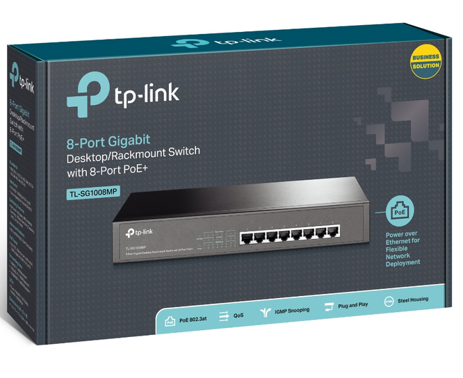 TP Link 8-Port Gigabit Desktop/Rackmount Switch with 8-Port PoE+