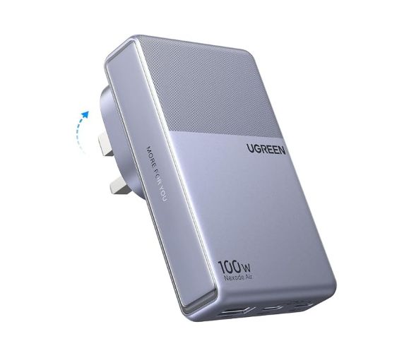 UGREEN 100W 3-Port GaN Fast Charger Foldable (2xUSB-C 1xUSB-A)