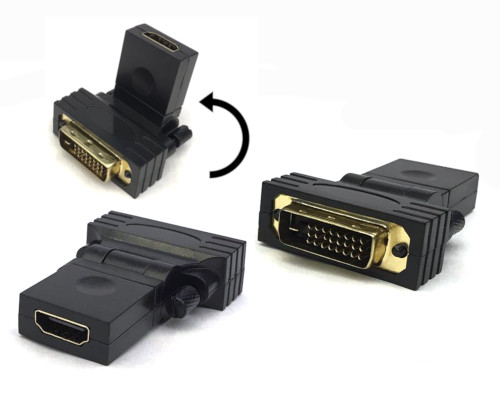 Turnable HDMI Jack to DVI Plug Adaptor