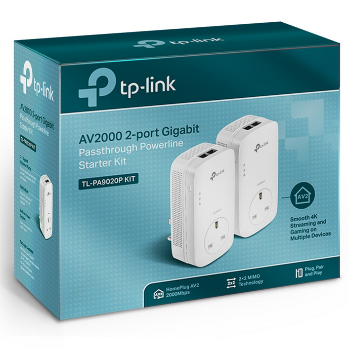 TP Link AV2000 2-Port Gigabit Passthrough Powerline Starter Kit