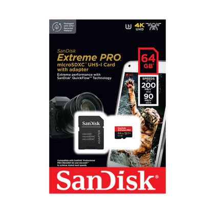 SanDisk Extreme PRO microSDXC UHS-I Card with adapter 64GB