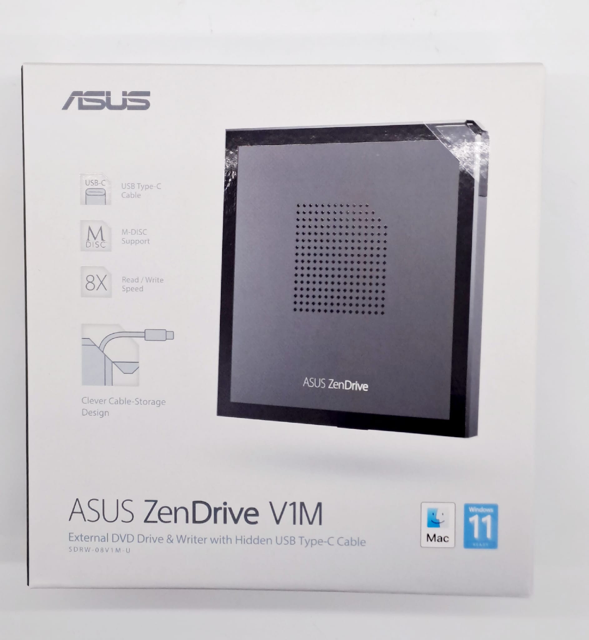 ASUS ZenDrive V1M External DVD Drive & Writer with Hidden USB-C Cable