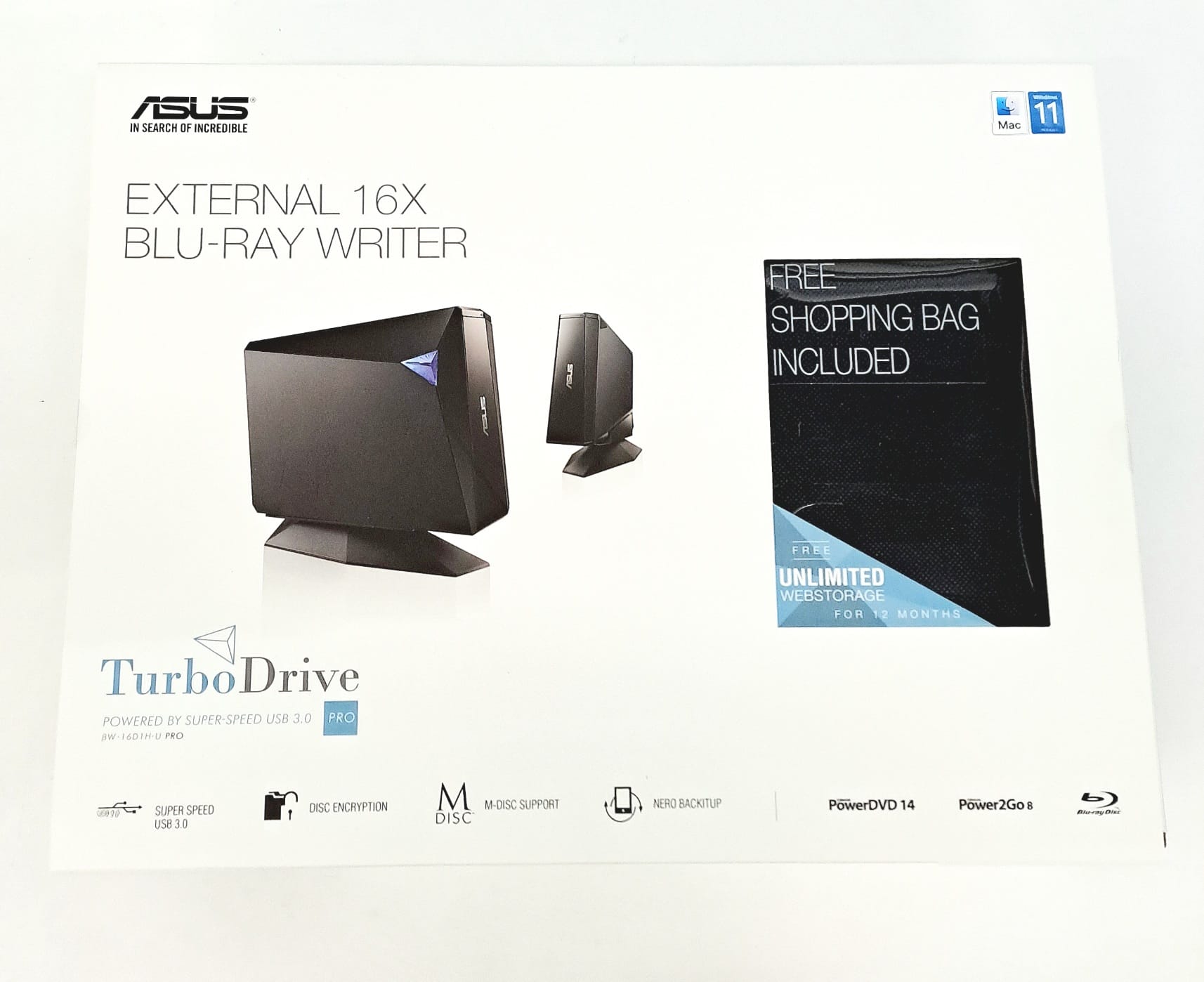 ASUS TurboDrive 16X Blu-Ray Burner USB3.0 Win/Mac