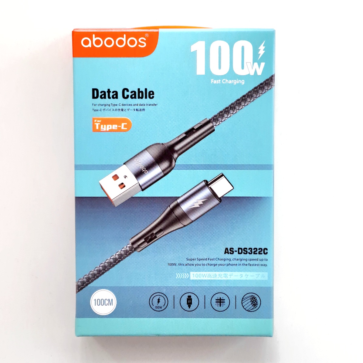 AS-DS322C abodos 100W USB to Type C Data Cable 1m Black
