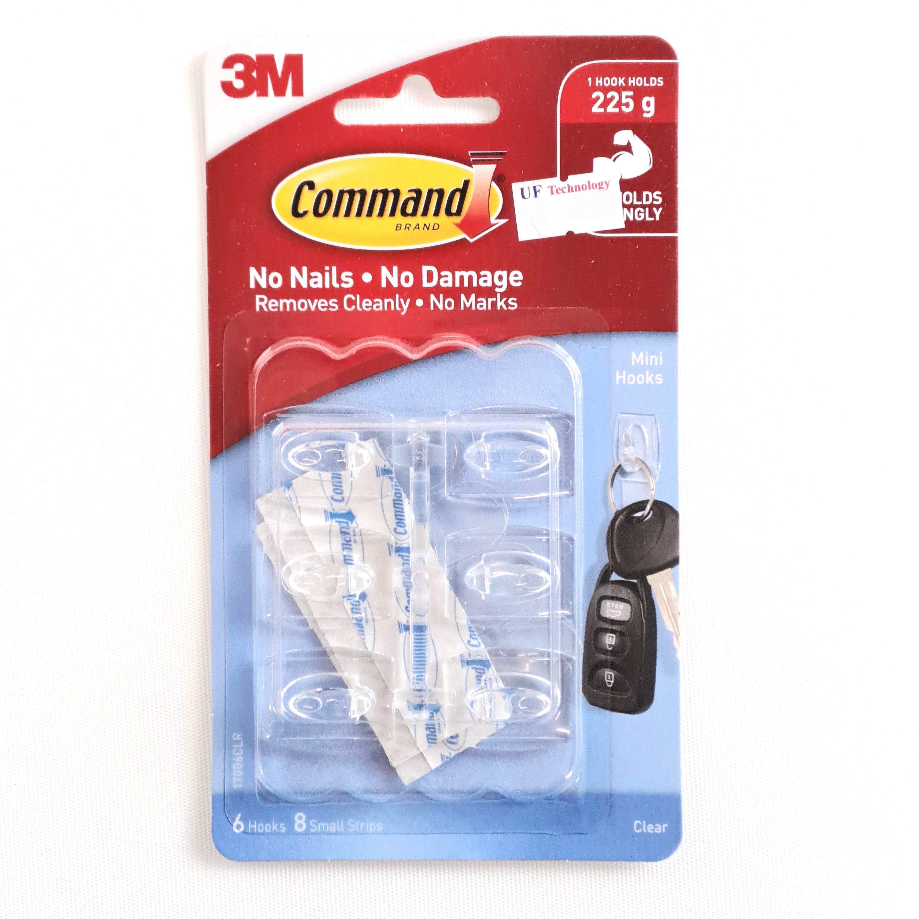 3M Command Mini Clear Hooks 6 Hooks 8 Strips