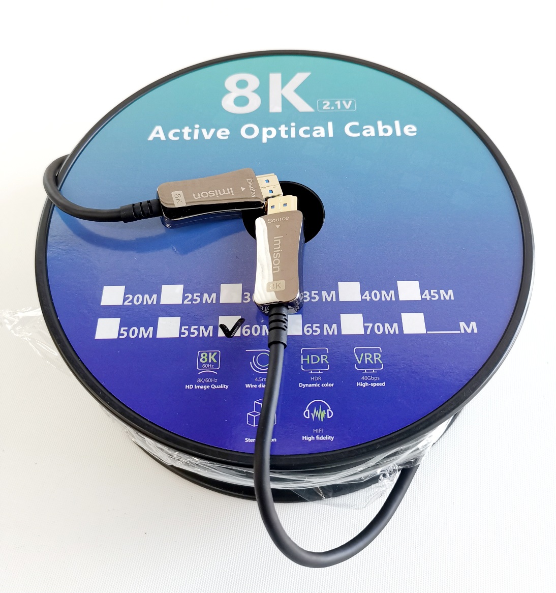 HDMI 8K 60Hz Active Optical Cable Male to Male 60m
