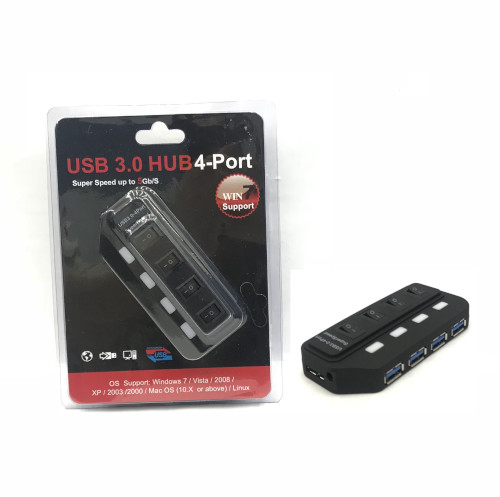 USB 3.0 4-Port Hub with switch