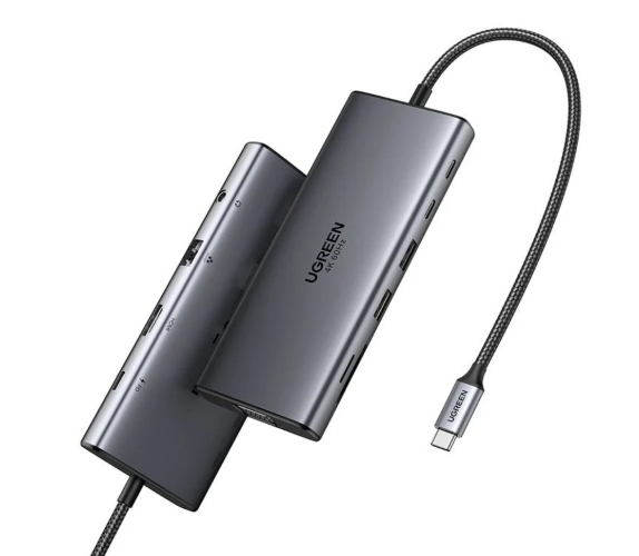 UGREEN 11-in-1 USB-C Hub with 4K HDMI & VGA Dual Monitor, 1Gbps Ethernet, 100W PD, 2xUSB Ports, 2xUSB C Ports,3.5mm Audio Jack, SD/TF Card Slots