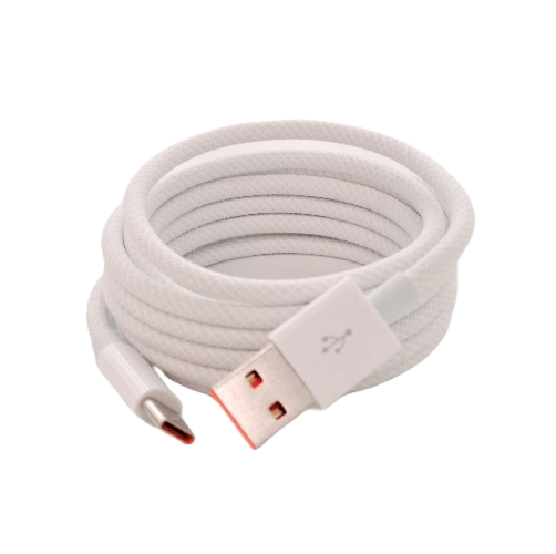 USB to Type-C Data Braided Cable White 2m (iPhone 15/16 compaitable)