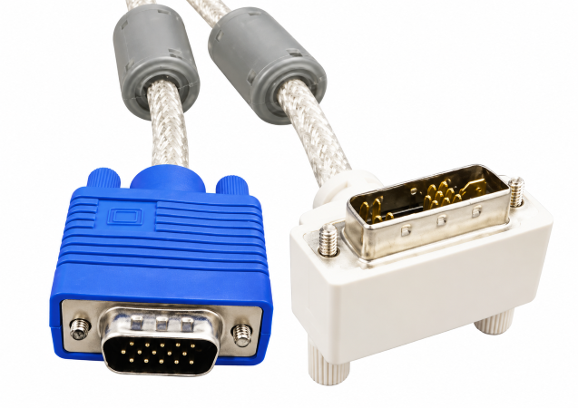DVI Right Angle Plug (12+5)  to VGA Plug (Single Link) Cable 1.5m