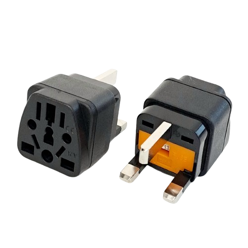 WY-7F BS1363 to Universal Jack Power Adaptor Black with Fuse (UK, HK, SG, MY)