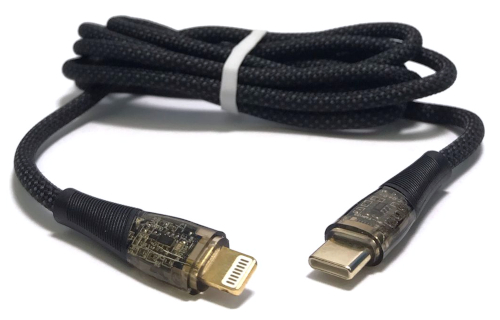 100W Type C to iPhone Data & Charging Braided Cable with Light 1.25m