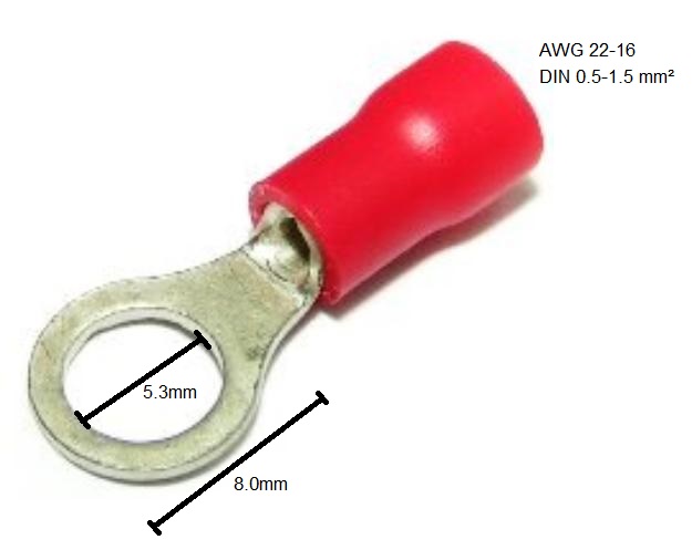 RV1.25-5S Insulated Ring Terminals