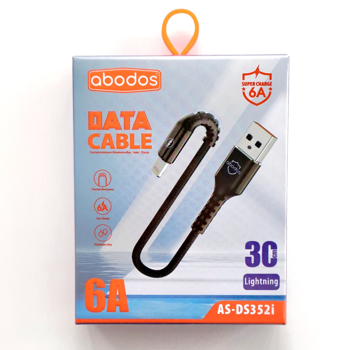 AS-DS352i abodos 120W USB to Lightning Data Cable 30cm Black