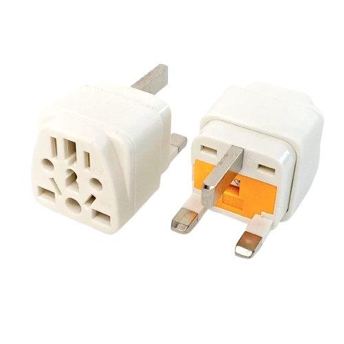 WY-7F BS1363 to Universal Jack Power Adaptor White with Fuse (UK, HK, SG, MY)