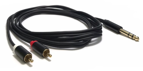 6.3mm Stereo Plug to 2xRCA Plug cable 1.5m Black