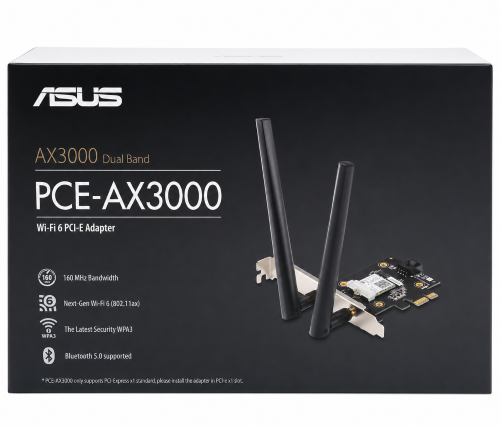 ASUS AX3000 Dual Band PCI-E WiFi 6 Adapter, Supporting 160MHz, Bluetooth 5.0