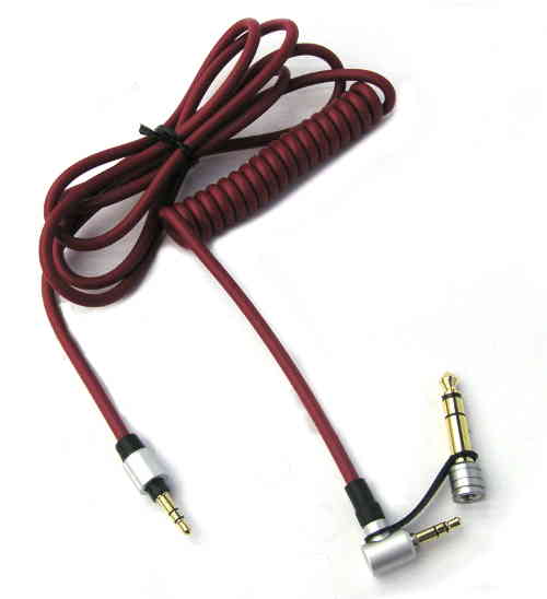 3.5mm Stereo Plug to 3.5mm+6.3mm Stereo Plug Coiled Cable 1.5m
