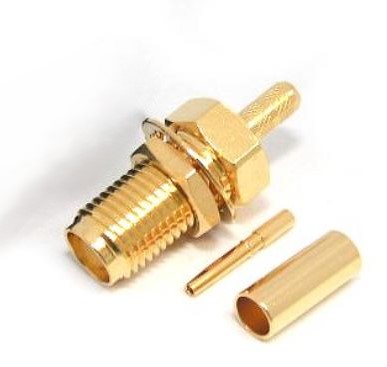SMA Jack Crimp Bulkhead RG174 Gold