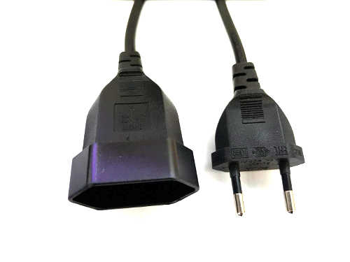 2 Pin European Plug (Type C) Male to Female Extension Cable 2m