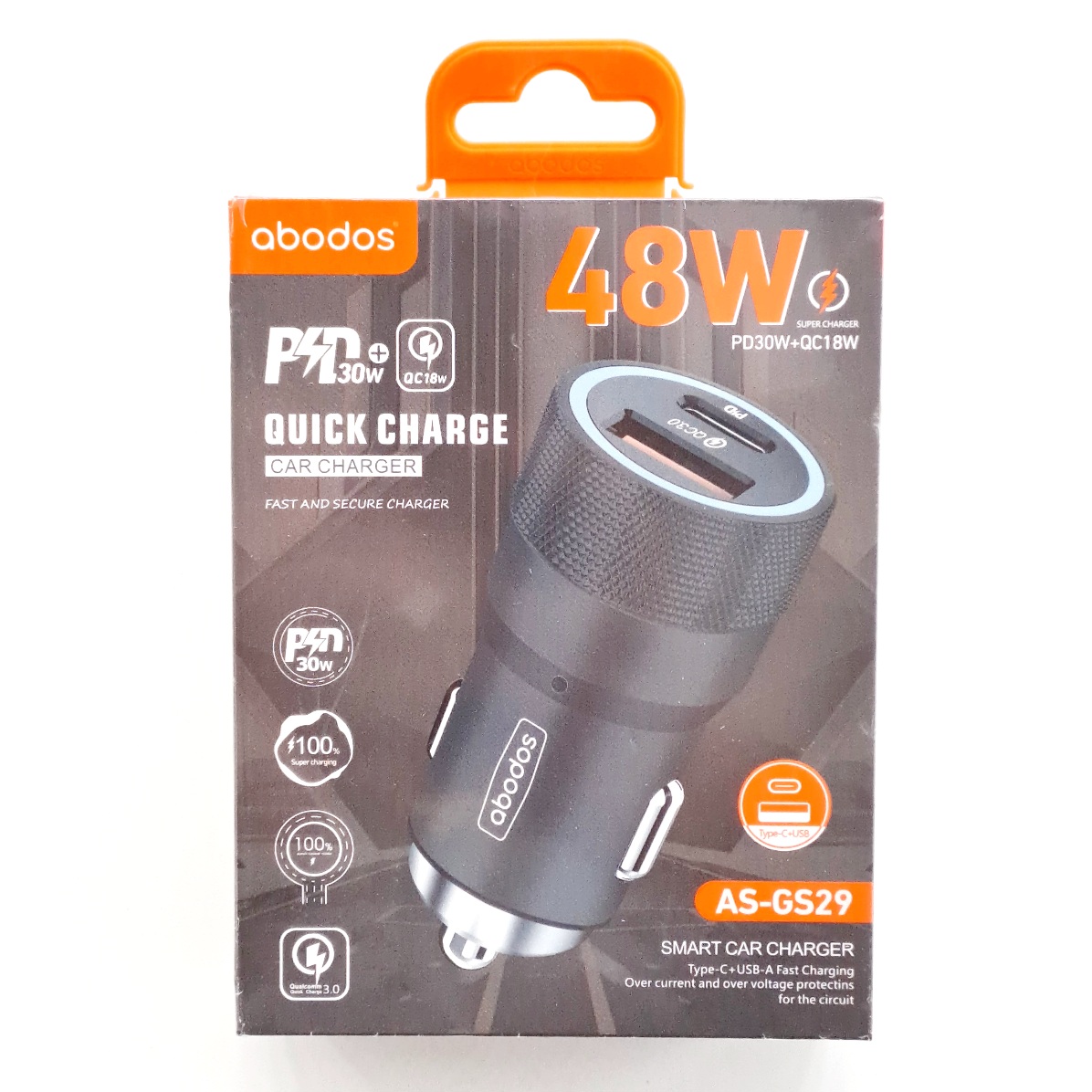 AS-GS29 abodos 48W (USB-AM + USB-CM) Quick Charge Car Charger