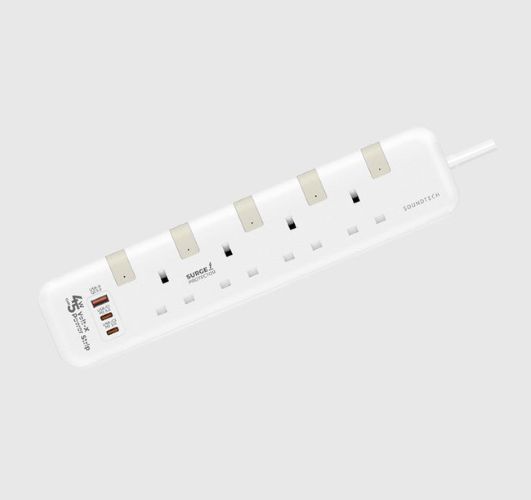 Soundtech 4-Way Extension with PD45W 1xUSB-A 2xUSB-C Power Strip 2M