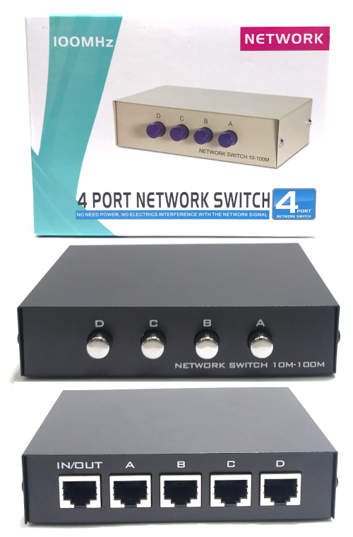 RJ45 1 In 4 Out Switch Box Metal