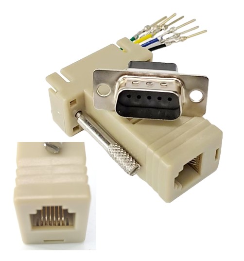 Modular 6P6C to DB9 Plug Adaptor Beige