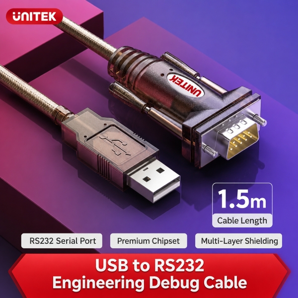 Y-105 USB AM to RS232 M Serial Cable 1.5m (PL2303)