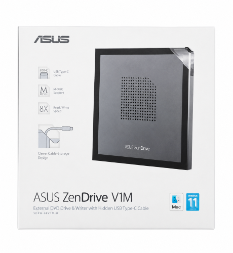 ASUS ZenDrive V1M External DVD Drive & Writer with Hidden USB-C Cable
