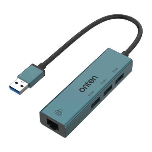 onten USB3.0 4-Port Hub with Gigabit Ethernet (3xUSB-A 5Gbps + 1000Mbps RJ45)