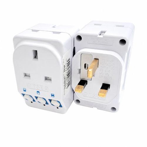 PSE 3 Way 3 Pin Neon Adaptor with Switches (3500065)