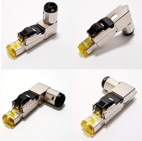 8P8C Cat 8 RJ45 FTP Modular Plug Toolless 90°