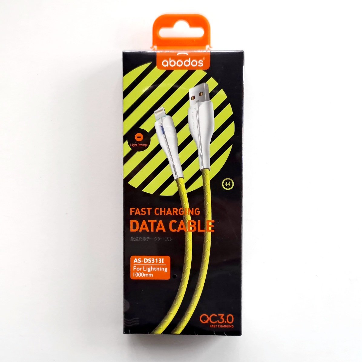 AS-DS313i abodos LED QC3.0 USB to Lightning Data Cable 1m