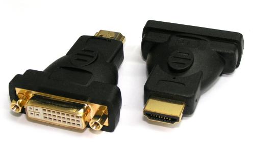 HDMI 19 Pin Plug to DVI Digital 24+1 Pin Jack Adaptor Moulded Gold 