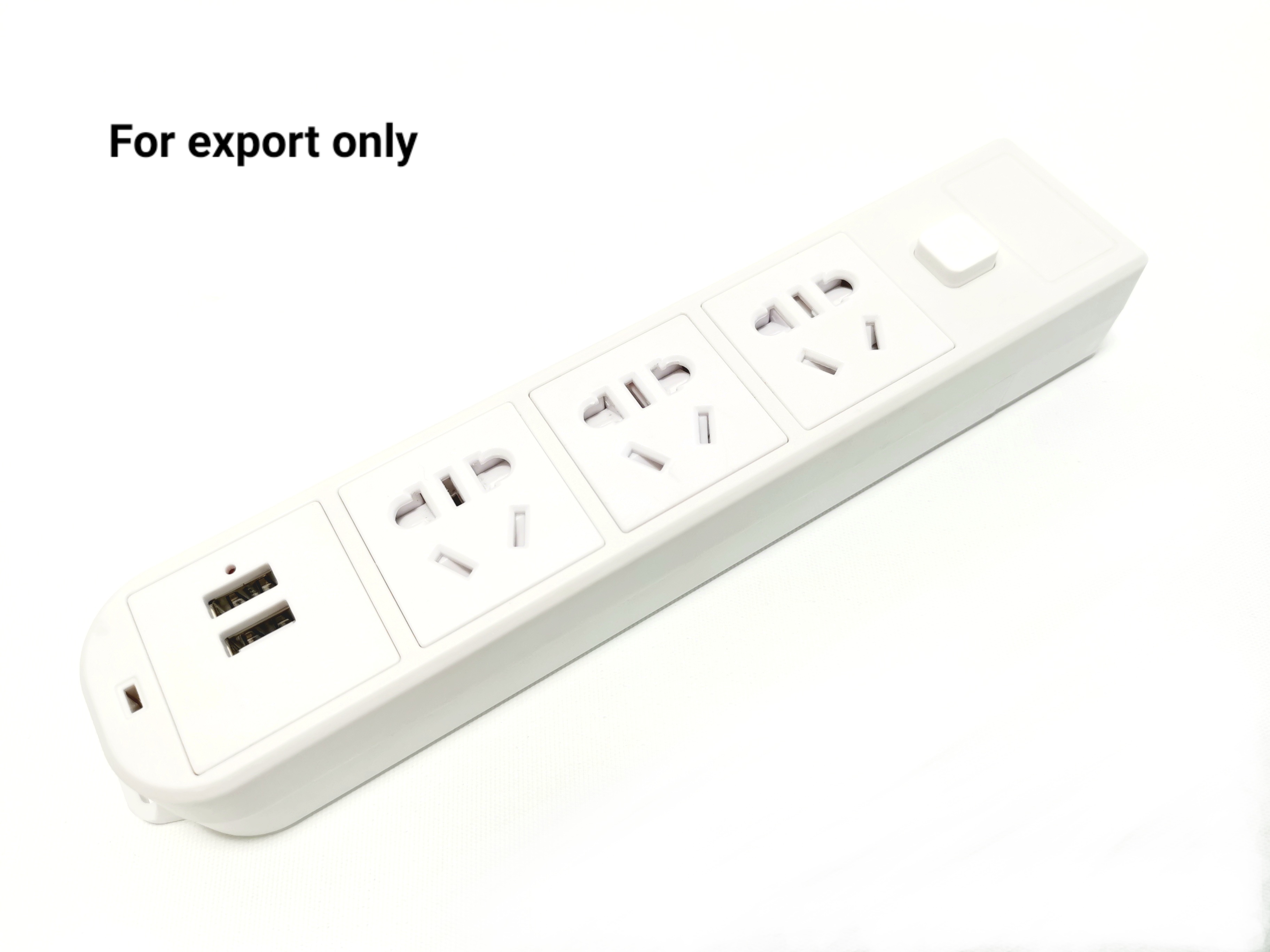 3-Gang Universal Power Strip with 2x USB Ports White Cordless (For export only)