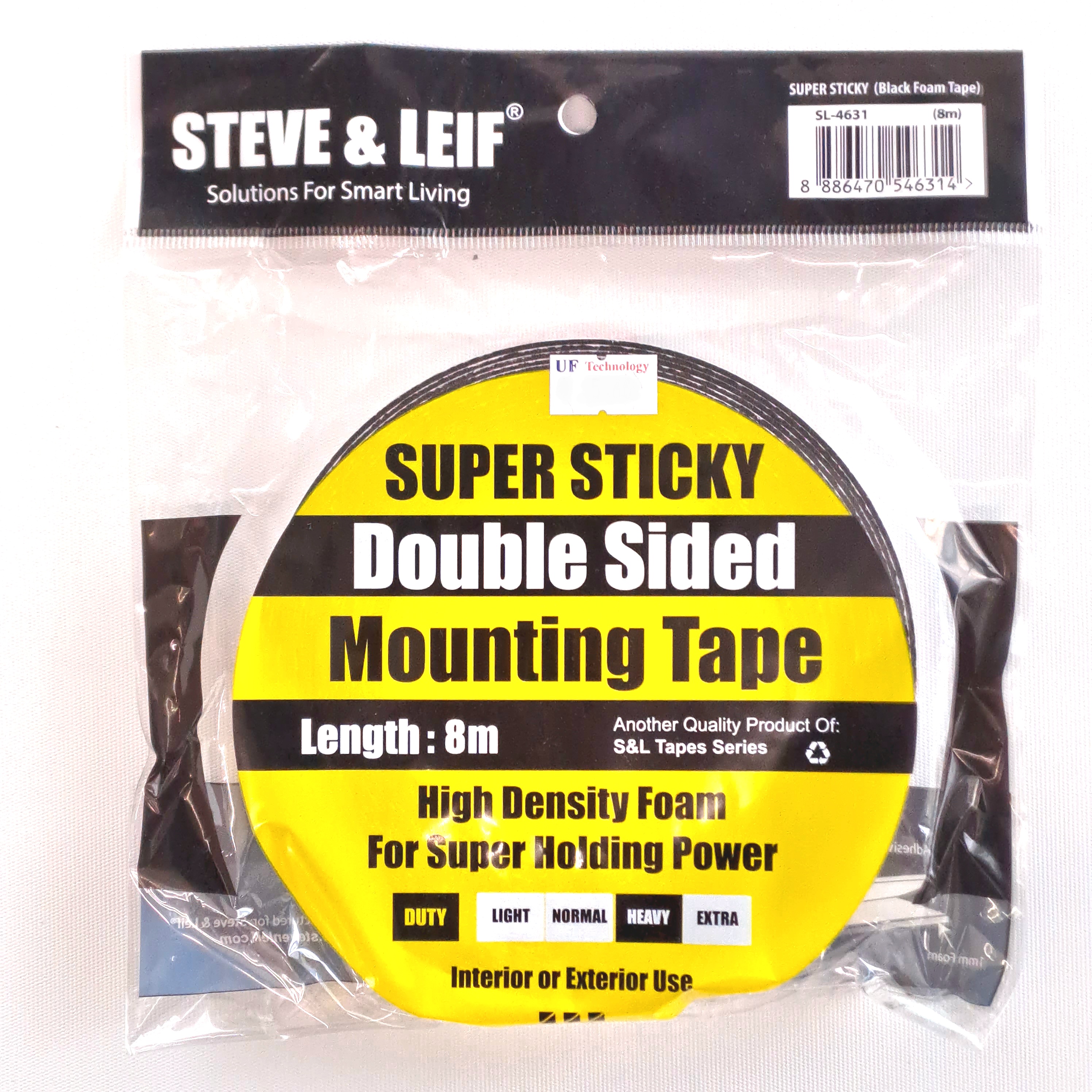 S&L Black Super Sticky 18mm x 8m Double Sided Foam Tape