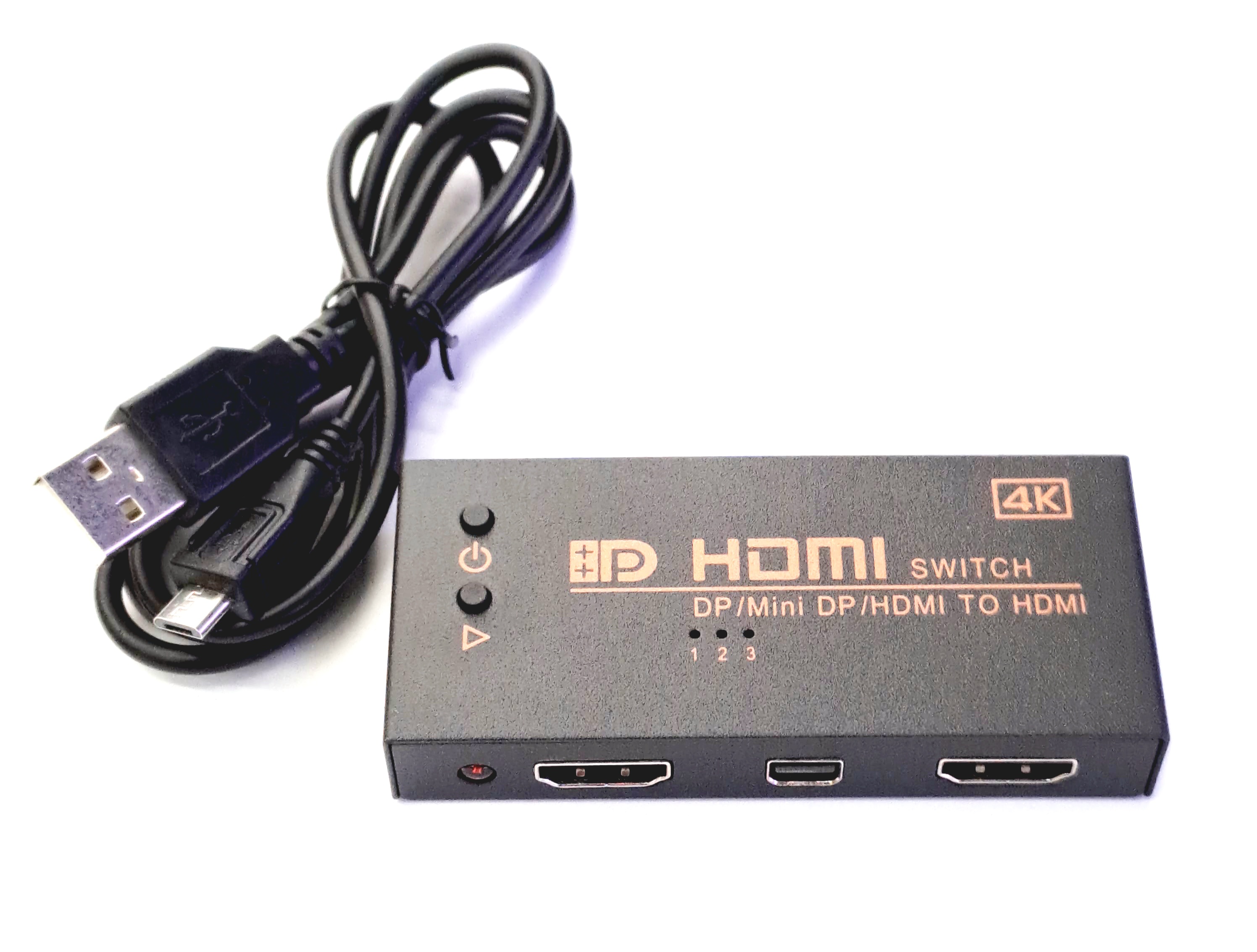 2xHDMI/Mini DP to HDMI 3 Way Switch