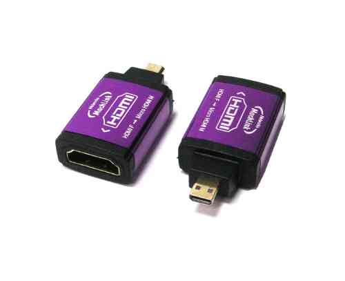 HDMI type D Plug to A Jack (Micro HDMI Male to HDMI Female) Adaptor Metal Housing