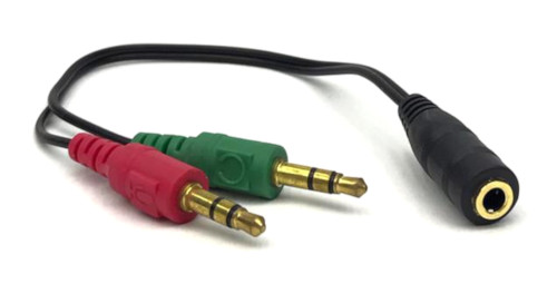 3.5mm 4 Pole Jack to 2x3.5mm Stereo Plug (Red/Green) Cable 20cm