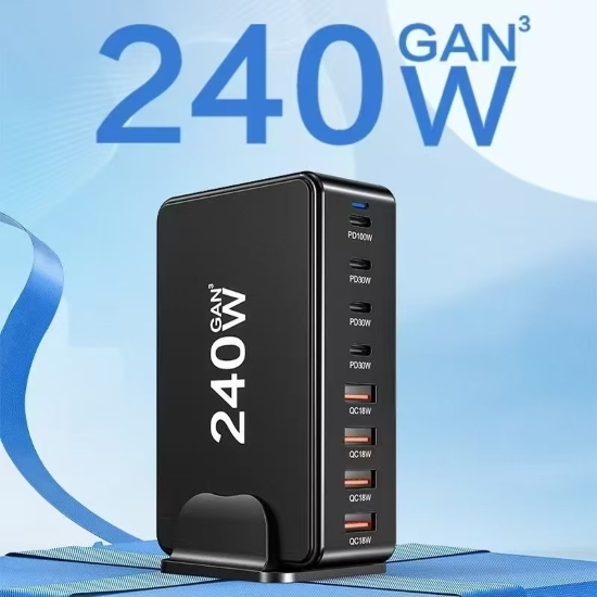 240W GaN 8-Port Desktop Charger (4xUSB-A + 4xUSB-C)