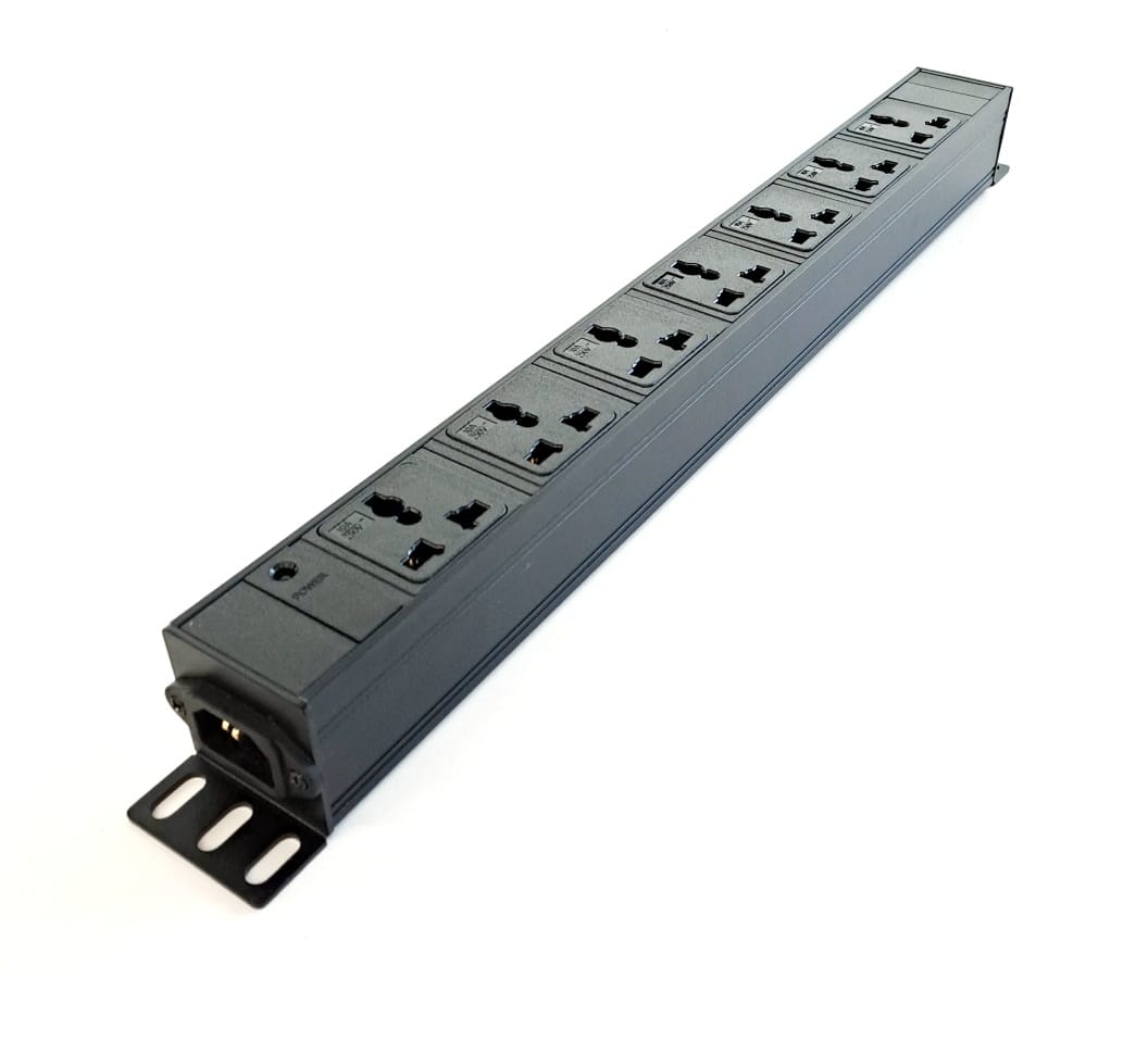 C14 Input 19 Inch Power Panel with 7 Way Multi-Purpose Socket